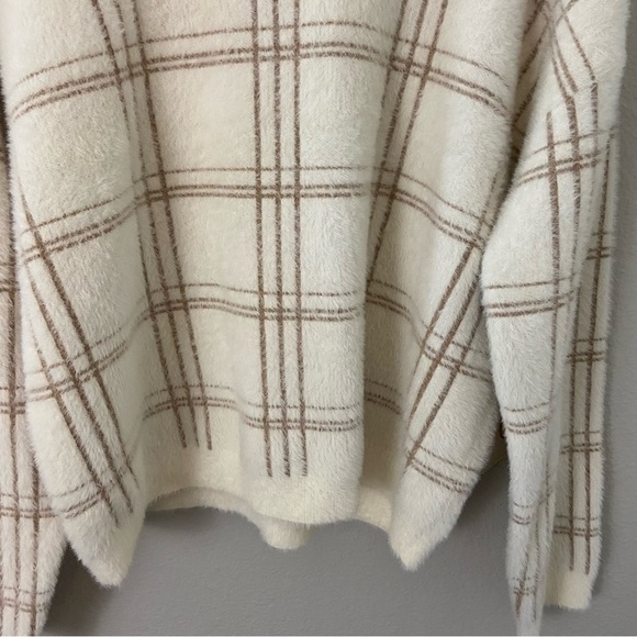 Cyrus Jacquard Mink Pullover Sweater Hamilton Windowpane Beige Tan XL Soft NEW - Picture 4 of 11